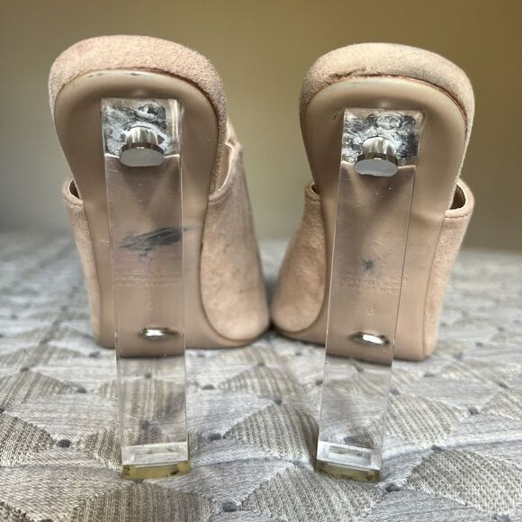 Tony Bianco Nude Suede Sandals with Clear Heel - Picture 11 of 15